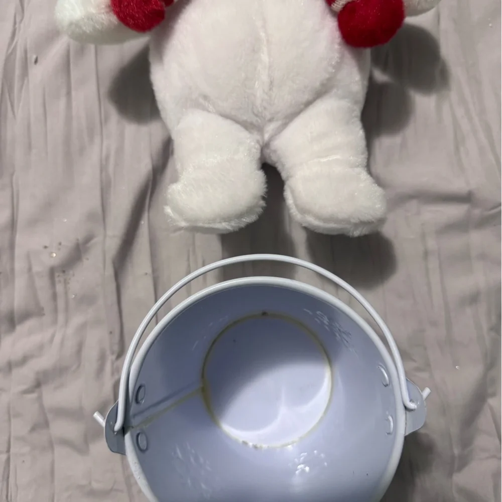 White Plush Bear with Red Striped Scarf ❄️